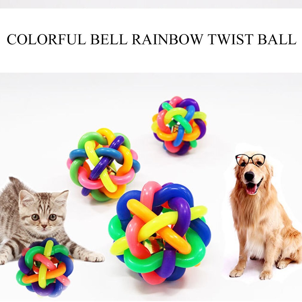 Pelota de goma colorida para perros y gatos, juguete para masticar, resistente a las mordeduras, accesorios para mascotas