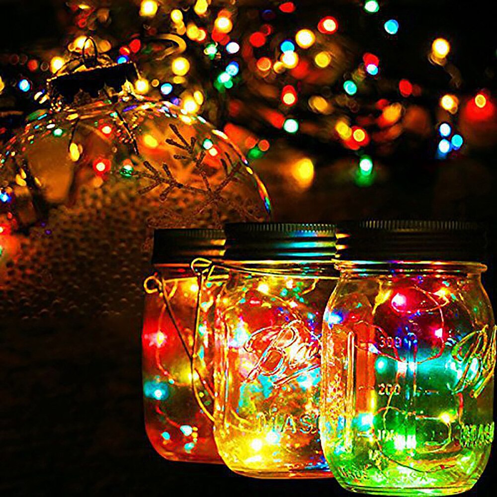 Solar Powered10 LED Mason Jar Lantern lights for Patio Outdoor Party Wedding Garden Courtyard Decorative: Multicolor / 1PC