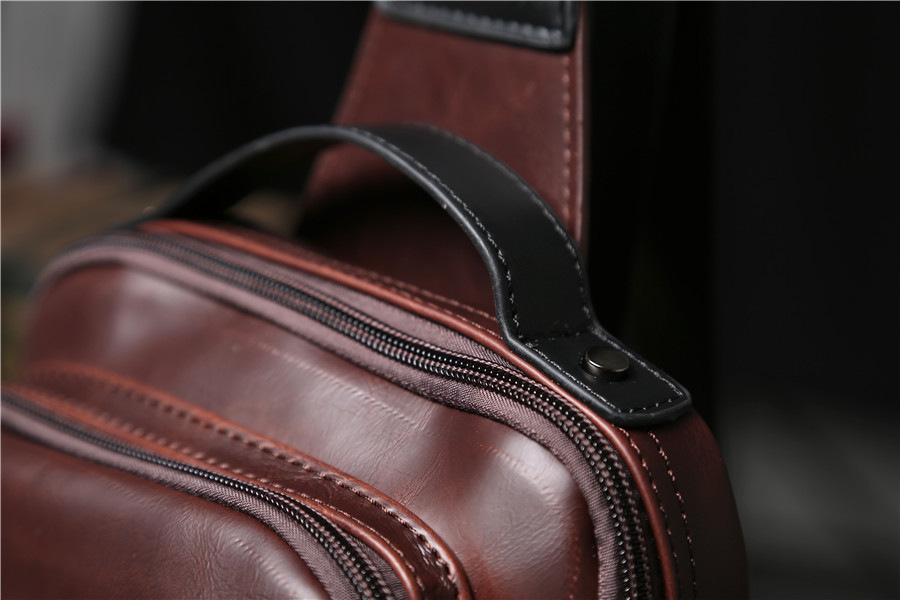 Mænds brysttaske pu læder vintage mandlig messenger skuldertaske simpel afslappet crossbody taske sling rejsetasker bolsa