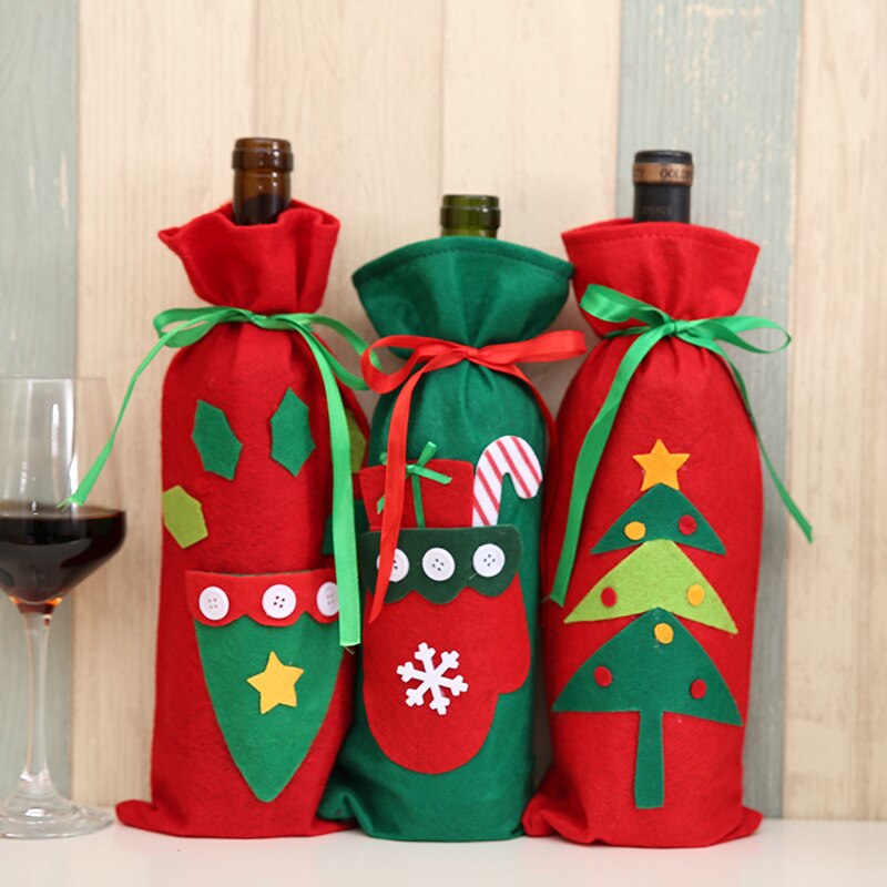 Papá Noel, árbol de Navidad, cubiertas para botellas de vino, decoración, bebé Xmax, Halloween, Año , bolsas de , adornos