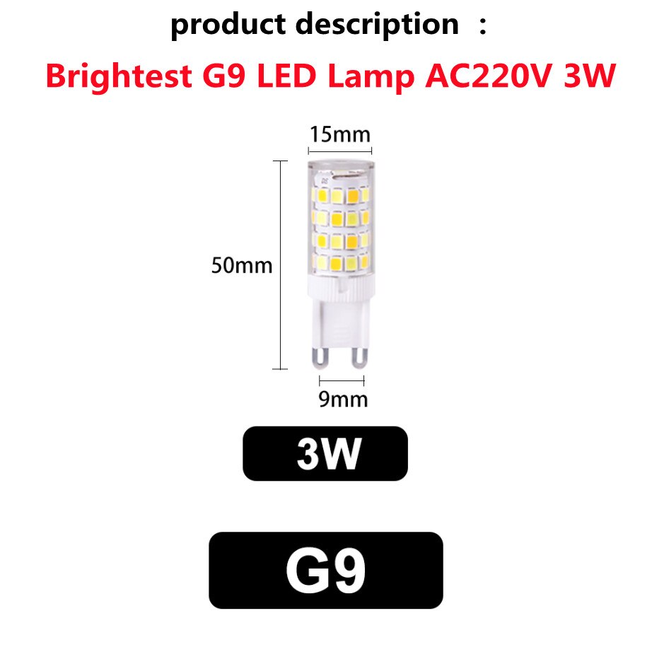 Phlanp Brightest G9 LED Lamp AC220V 3W 5W 7W Ceramic SMD2835 LED Bulb Warm/Cool White Spotlight replace Halogen light: G9-3W / White