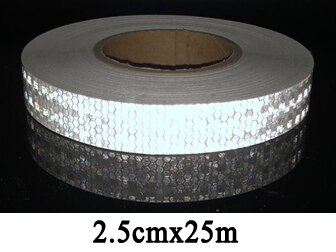 Reflective Safety Tapes Warning Strip Self-Adhesive DIY Decoration For Car: 2.5cmx25m white