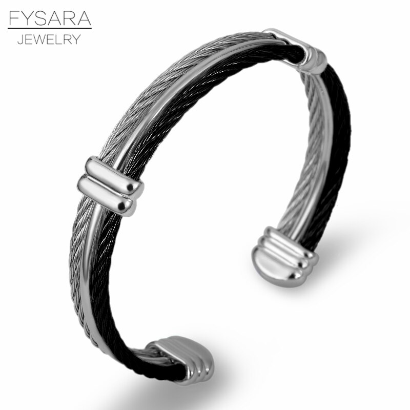 Fysara Beroemde Twist Draad Manchet Armbanden Stretch Rvs Kabel Armbanden Voor Vrouwen Mannen Punk Sieraden