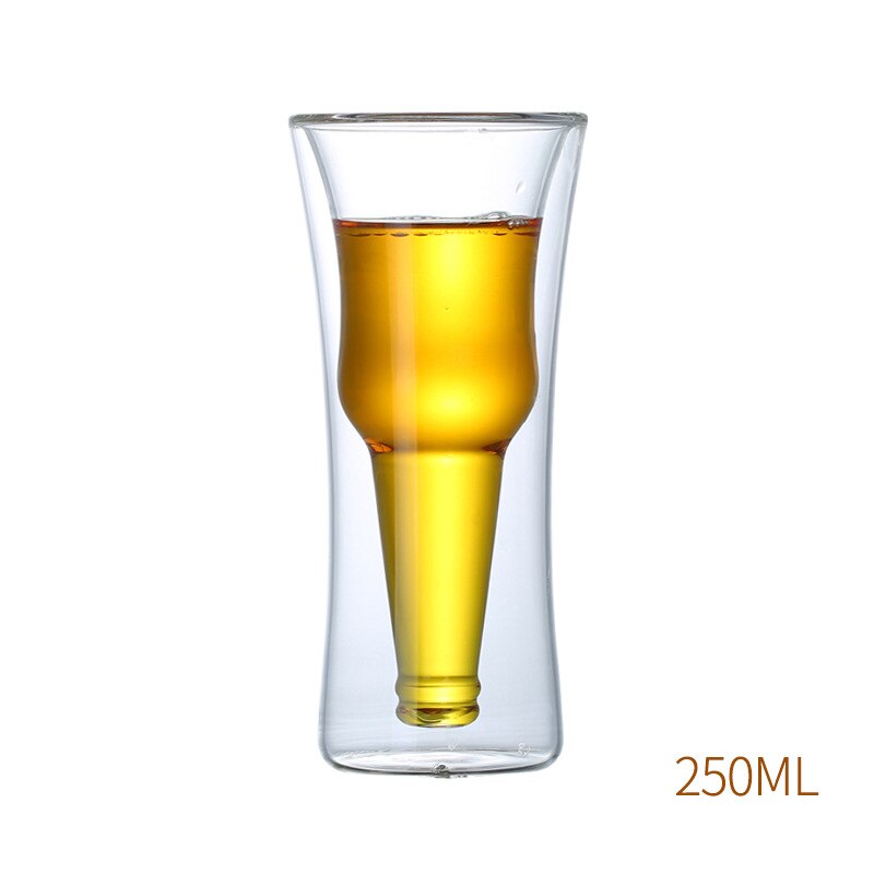 Hittebestendig Glas Met Handvat Bier Drinken Glas Transparant Melk Sap Cups Milieuvriendelijke Dubbele Handgemaakte Bier Mok: 250ml