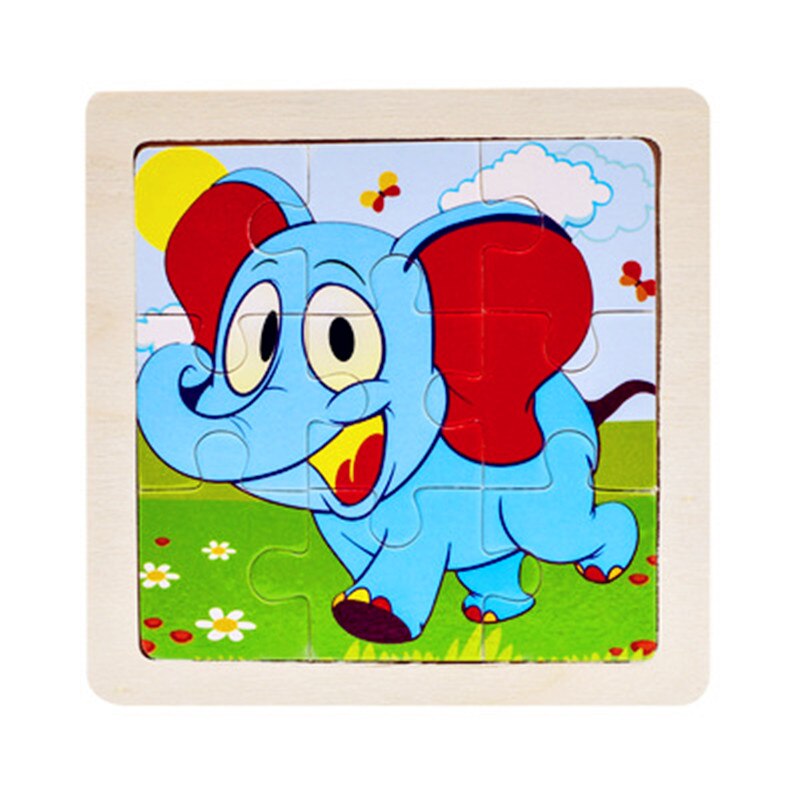 Mini Größe 11*11 CM Kinder Spielzeug Holz Puzzle 3D Baby Cartoon Tier/Verkehrs Holz Puzzles Jigsaw Bildungs spielzeug für Kinder: 11