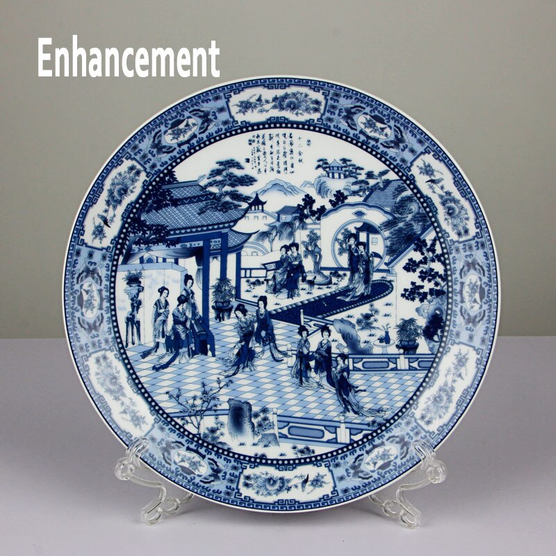Kinesisk stil heldig keramisk ornamental plade kinesisk dekoration fad plade porcelæn plade sæt bryllup: J