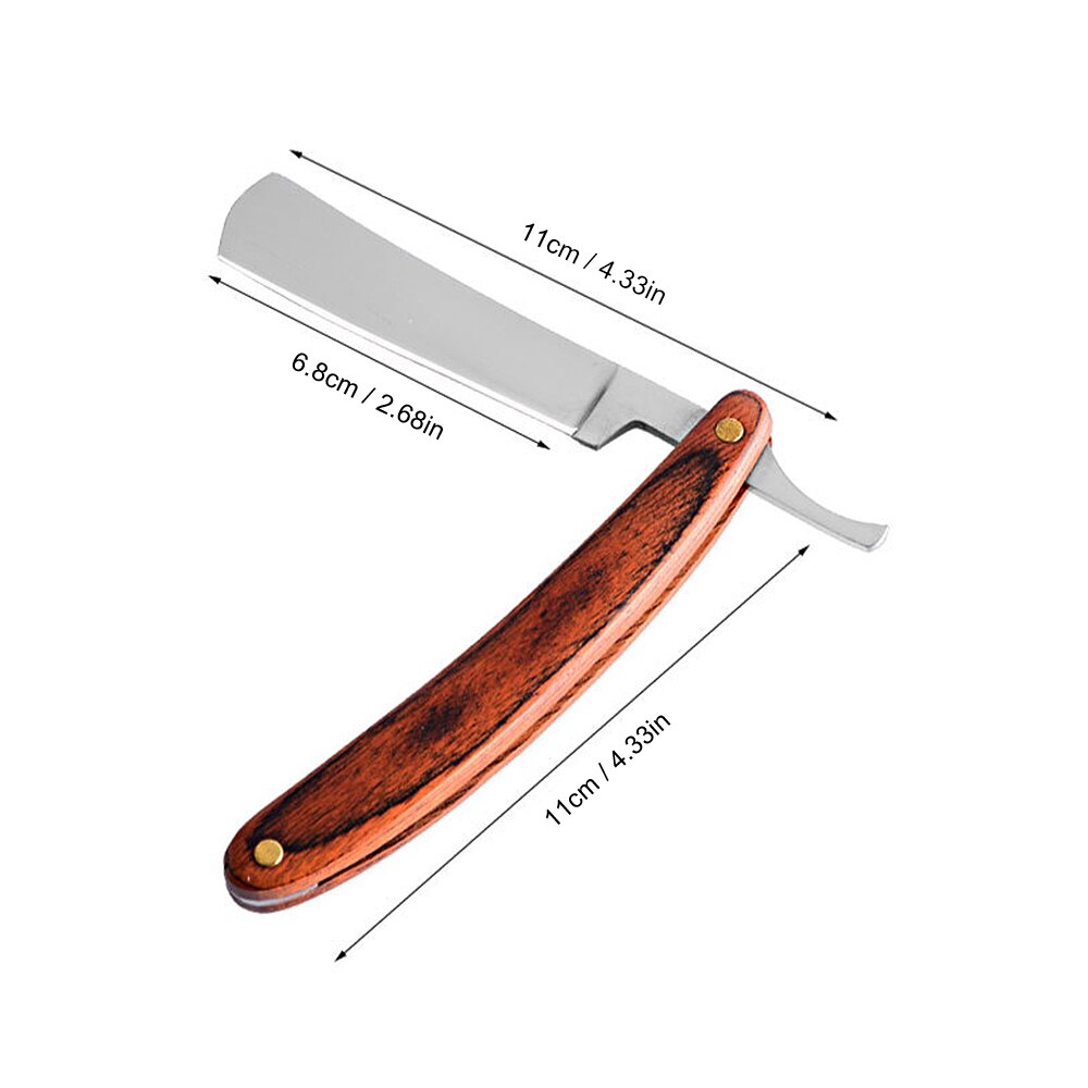 Straight Razor Manual Razor for Beard Grooming Folding Razor with Straight Edge Blade Wood Handle Pro Barber Shaving Tool