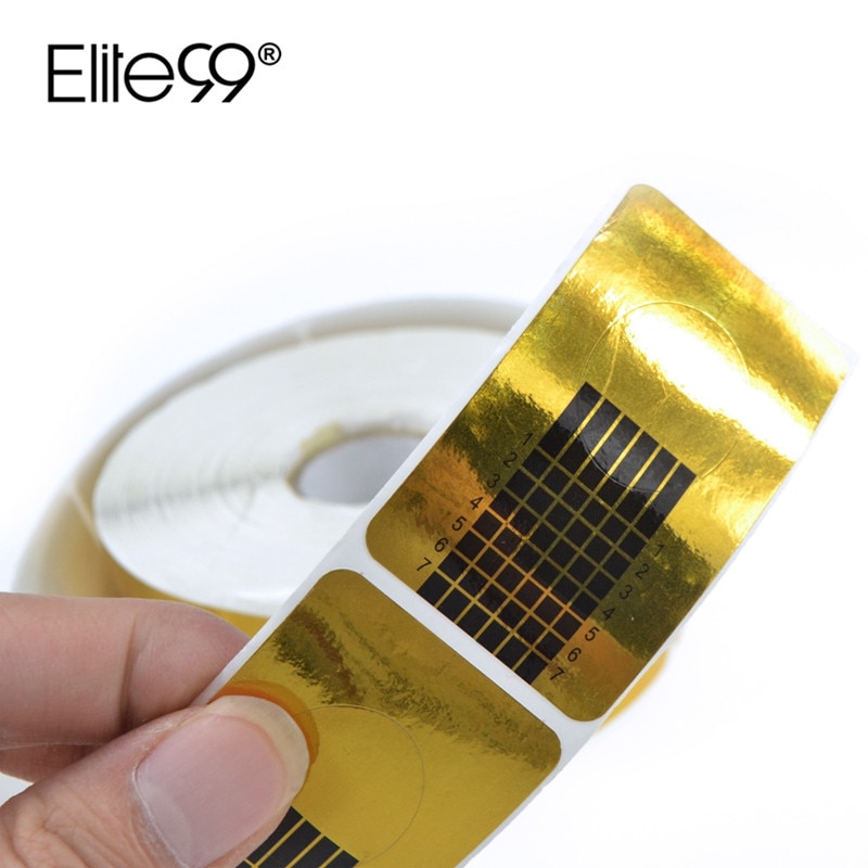 Elite99 100Pcs Nail Art Vorm Glod Nail Art Guide Vorm Tips Gel Extension Sticker Nagels Gel Extension Sticker