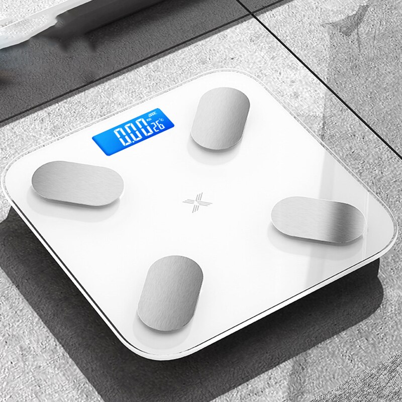 Smart Bmi Weegschaal Met Bluetooth Multifunctionele Digitale Lichaamsvet Schaal Langdurige App Fitness Gezondheid Schaal FP8: WHITE