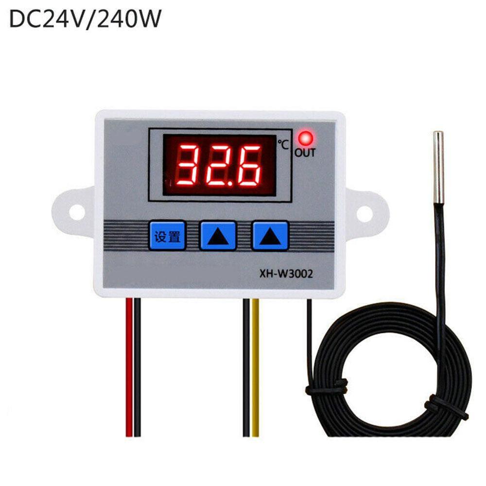 Controlador de temperatura Digital LED XH-W3001 para incubadora, 12V, 24V, 220Vac, Interruptor de Sensor NTC de calefacción, termostato de refrigeración, L4Q2: 24V