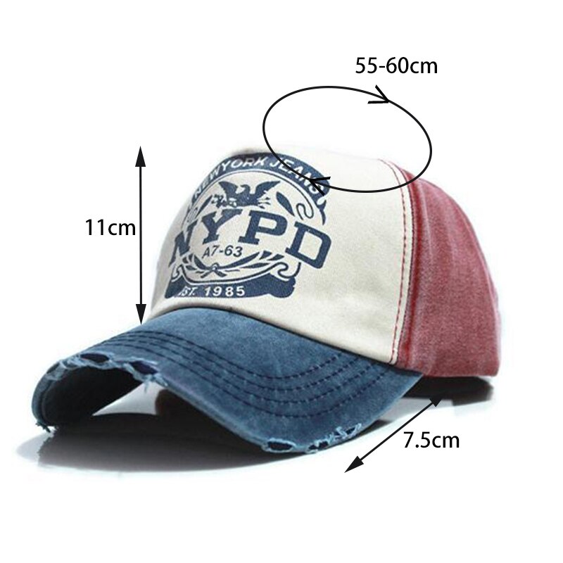 Gorra de béisbol Unisex de NYPD patrón de letras mujeres lavadas gorras de estilo antiguo hombres deporte de ocio algodón lavado gorro de hip hop CP0252