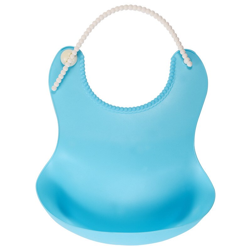 Bavaglini alla moda in silicone bavaglino impermeabile per neonati bavaglino solido regolabile diversi stili di bavaglini per bambini: light blue