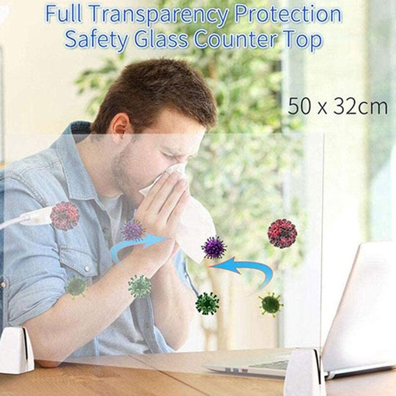 1pc 50*32cm Acrylic Sneeze Guard Clear Acrylic Safety Shield Height Protective Screen1