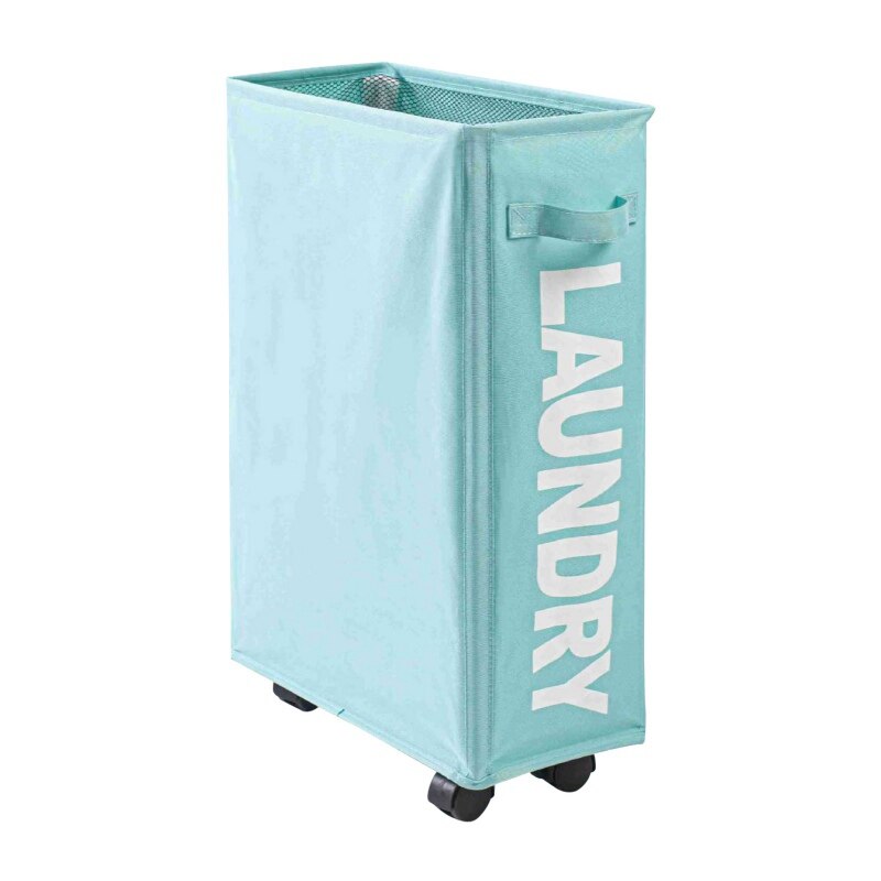 Aluminum Frame Laundry Basket Can Be Folded Dirty Clothes Basket Tall Thin Laundry Basket With Brake Function Universal Wheel: B