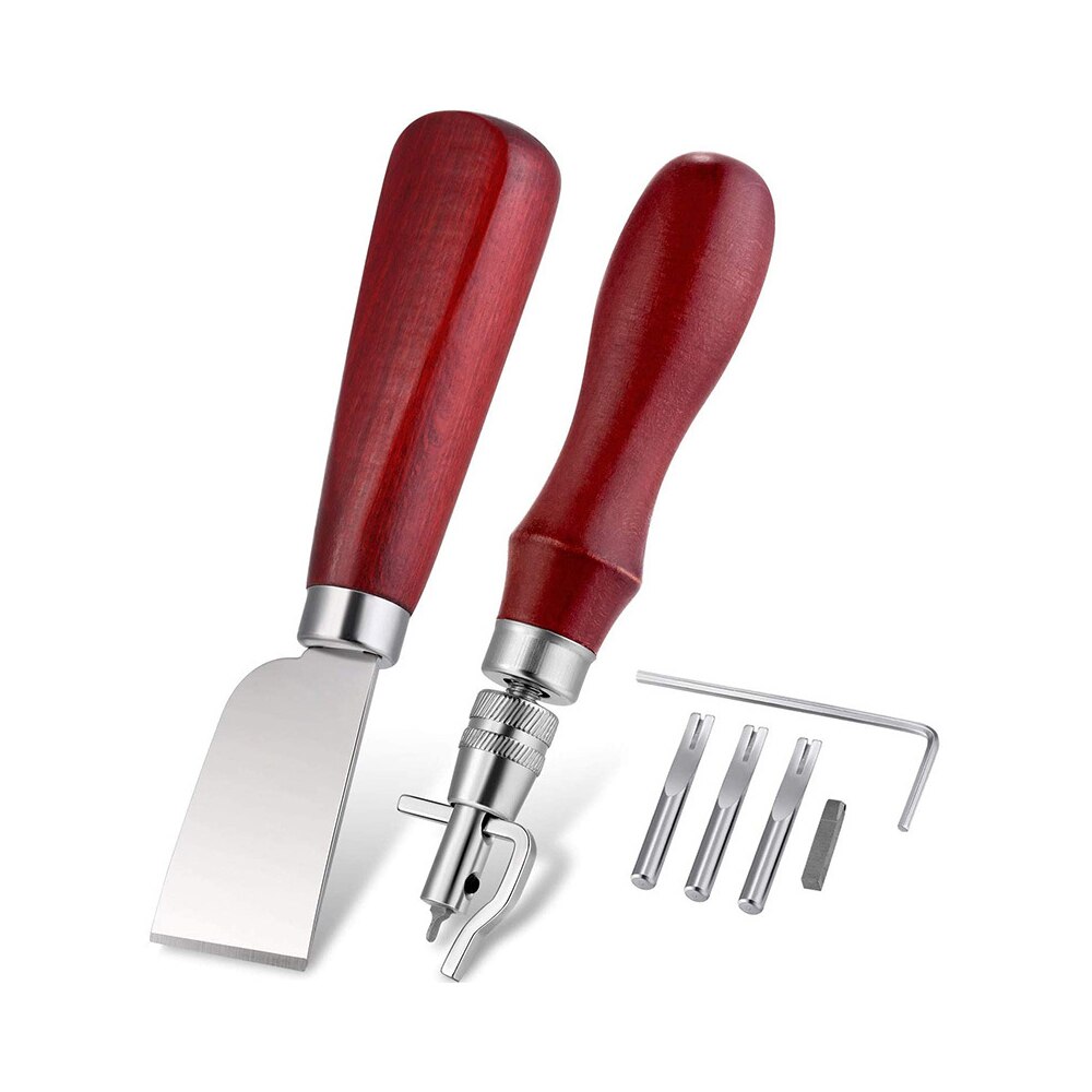 Sharp Leather Skiving Knife Cutting Knife Tools DIY Leather Craft Safety Leather Cutting Knife with Wooden Handle DIY Tool set: set 3