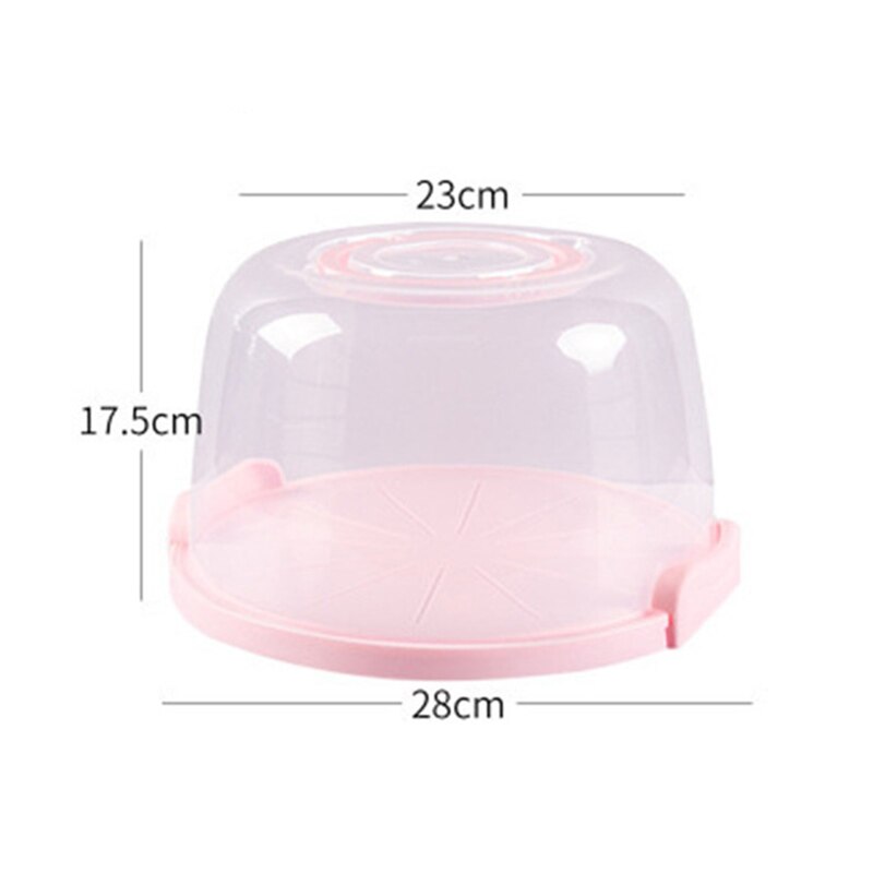 6/8/10 Inch Cake Carrier Portable Plastic Pastry Storage Box Dessert Container Cover Case Fruits Vegetables Storage Boxs: 8inch Pink