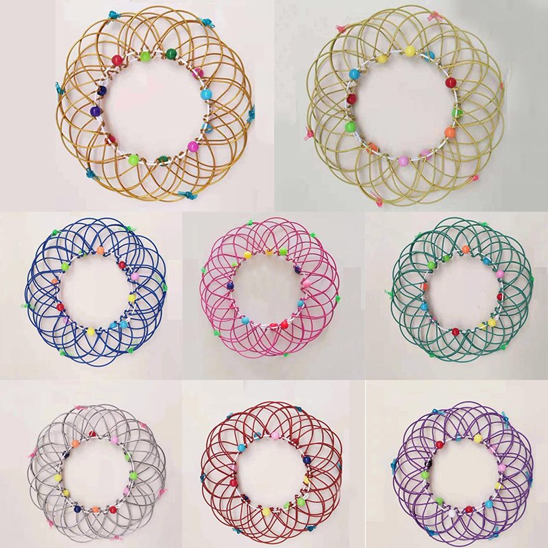 Multiple Changes Iron Hoop Ring Toy Small Iron Wire Circle Toy with Color Beads AN88: Default Title