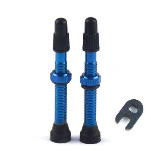 2Pcs 48/60/78 millimetri Pneumatico Moto Klepstelen Strada Mtb Fiets Senza Camera D'aria Banden Legering Presta klepstelen Fietsband accessori: Blue 60mm