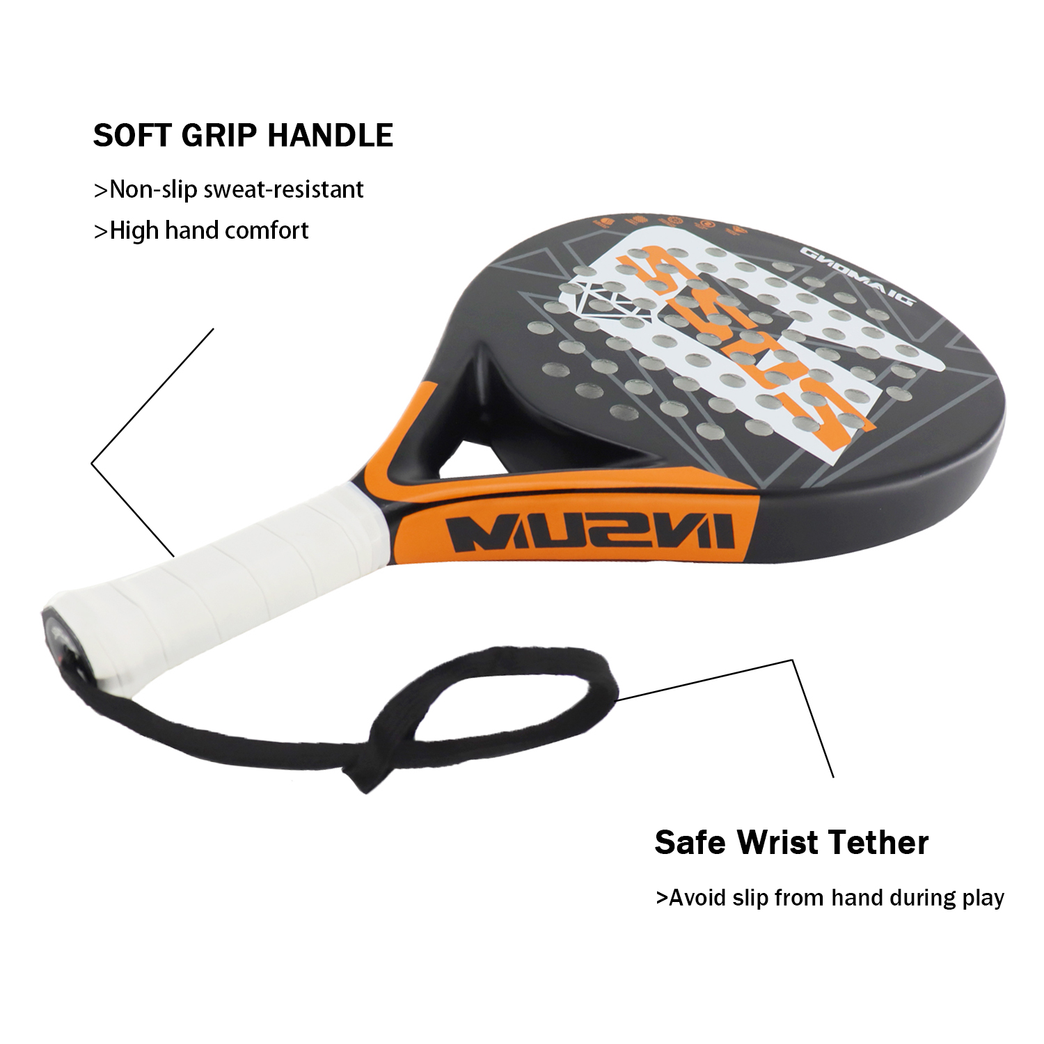 INSUM Padel Racket Carbon Fiber Soft EVA Surface High Balance Diamond Shape Sports Racket for Advanced Players Paddle
