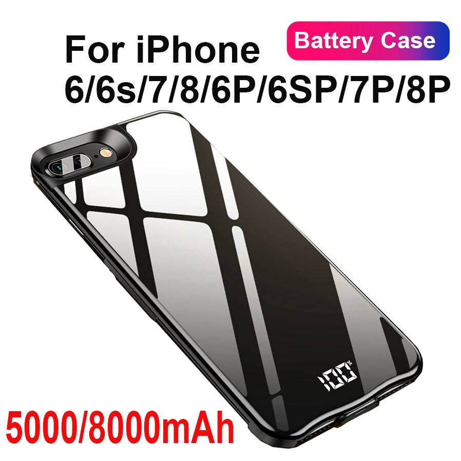 5000Mah Voor Iphone Batterij Opladen Case Externe Batterij Case Voor Iphone 6 6S 7 8 8000Mah Voor iphone 6Plus 6Splus 7Plus 8Plus