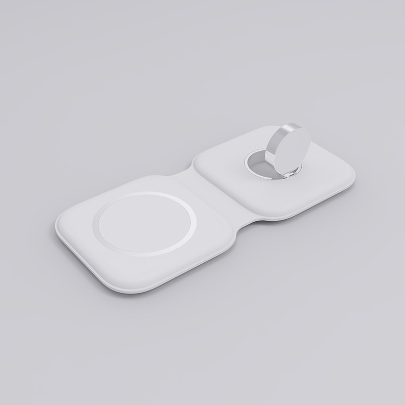 2-in-1 Wireless Charging Station for iPhone & Apple Watch - Magsafe Compatible: White