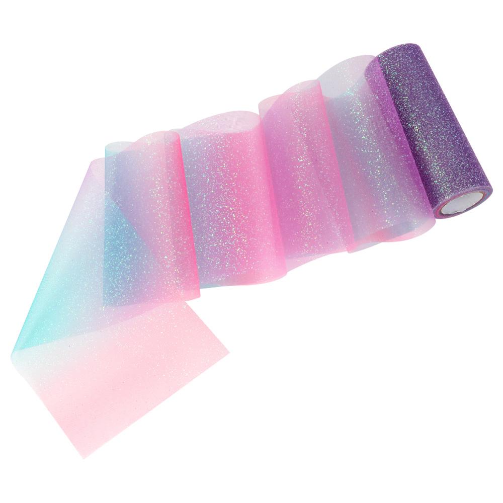 Vores varme regnbue glitter tyl ruller diy tutu nederdel organza stol skærf sløjfe bryllupsfest bånd enhjørning fødselsdag dekoration: -en