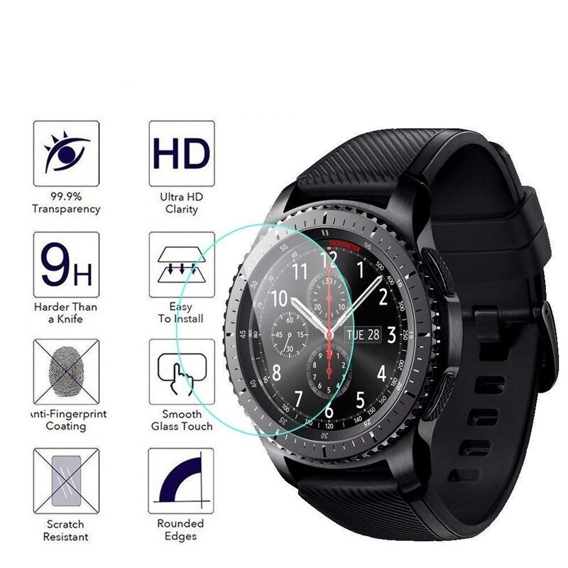2 Pack Tempered glass for Samsung Galaxy Watch 42 46mm/Gear S3 / Gear Sport Screen Protector Case Friendly Screen Protector Film