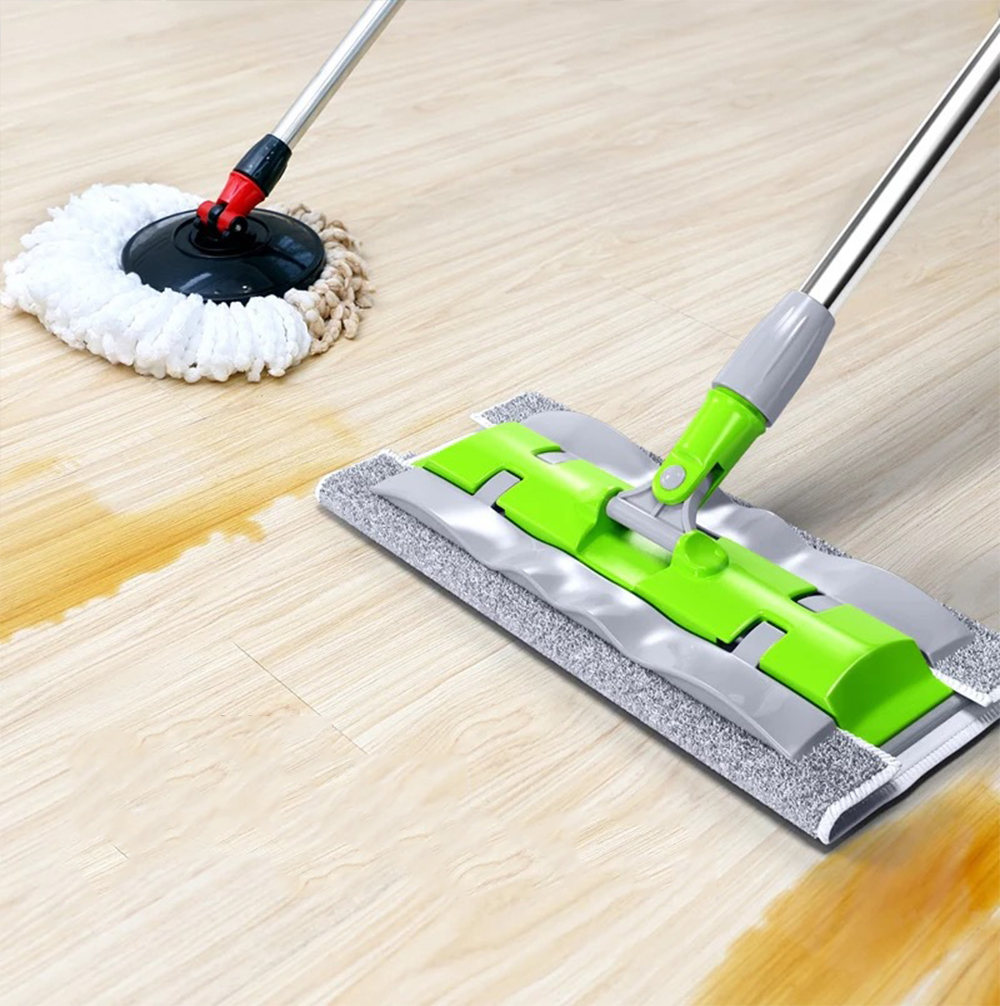 Flat Mop Stainless Steel Handle With Reusable Washable 3Mop Cloths Microfiber Large Telescopic Floor Mop Household Cleaning Tool