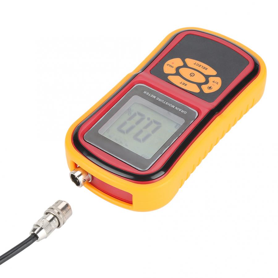 GM640 Portable Digital LCD Grain Moisture Temperature Meter for Wheat Rice Corn Bean Moisture Tester