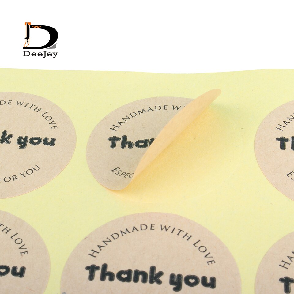 38mm thank you kraft stickers handmade with love sticker seal label cake packaging decoration stickers 150pc lot
