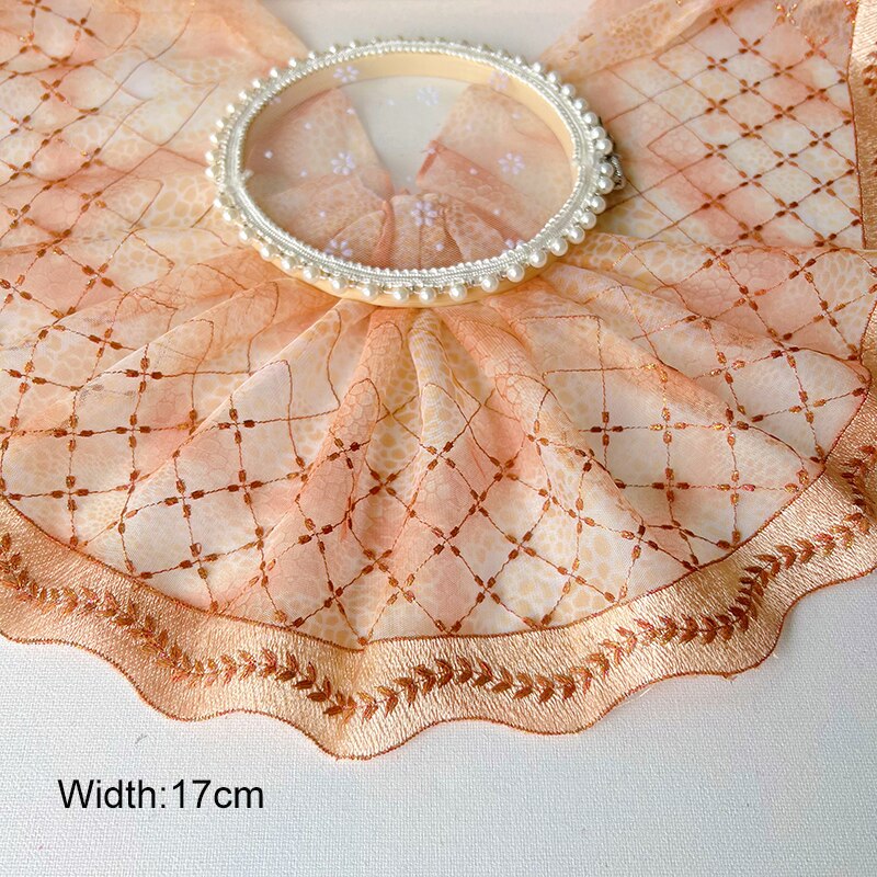 5 Yards 17-26cm Multicolor Mesh Embroidery Lace Trim Handmade DIY Needlework Sewing Doll Dress Clothing Material 150: 02 width 17cm