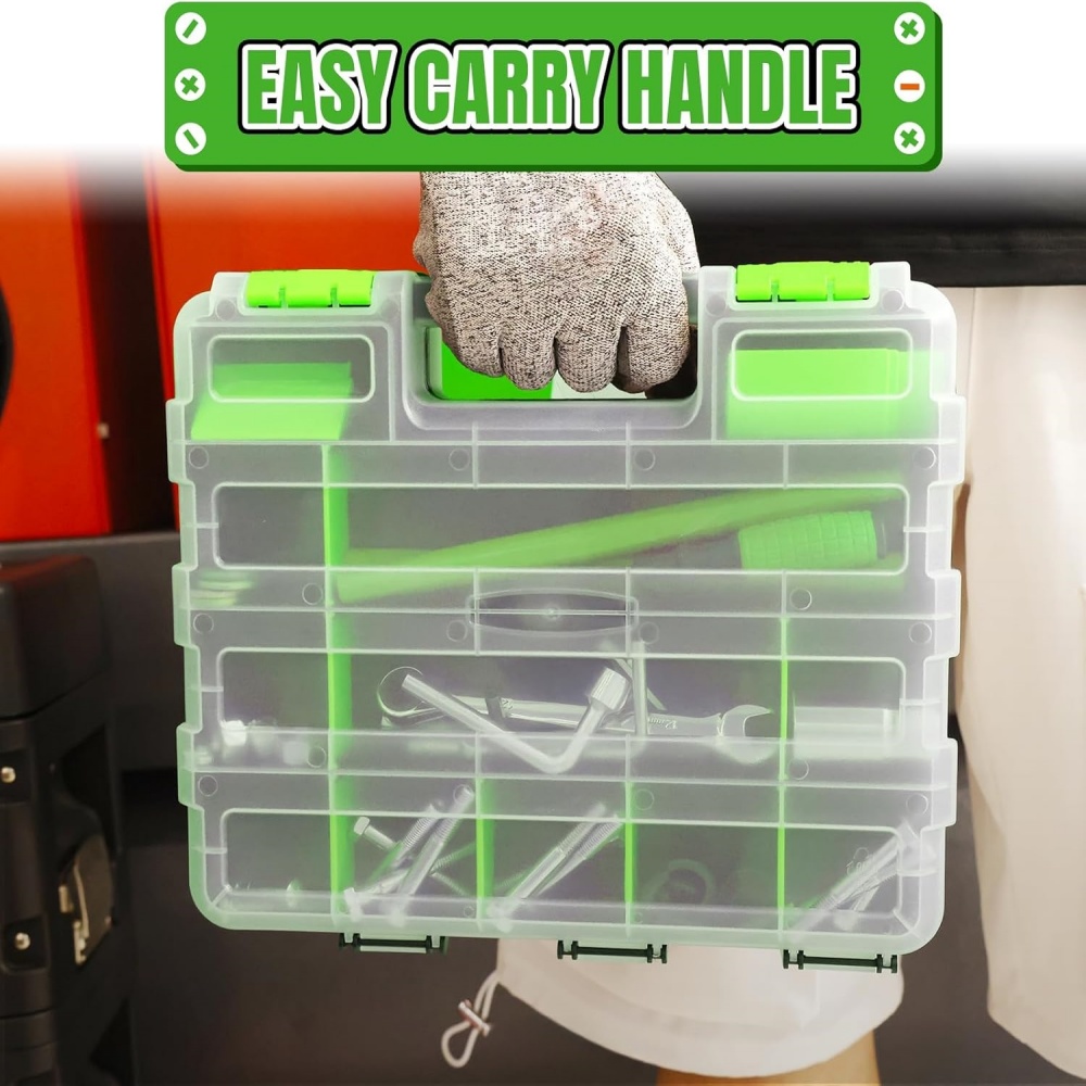 Tool Storage Box Hard Case Box - Tool Box Organizer Screw Organizer with Compartments & Lid, Hardware Toolbox Organizadores