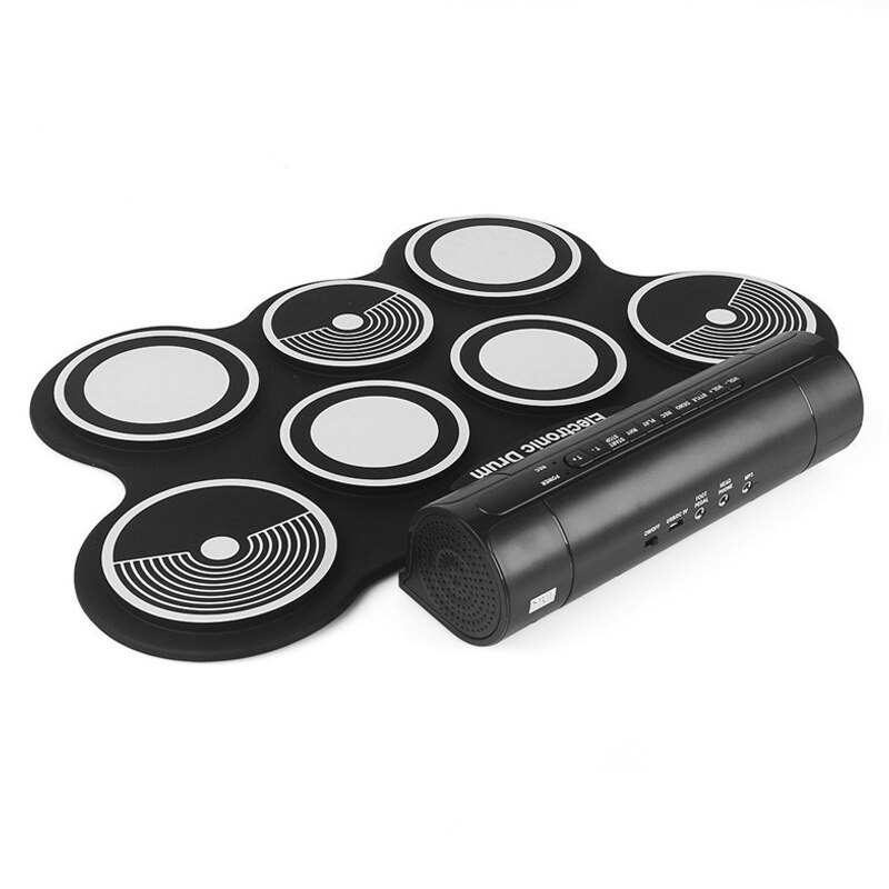 Electronic Drum Kit 7 Pad Digital Drum Portable Hand-Rolled Drum Set Press Sensitivity Double Horn Instrument /US Plug