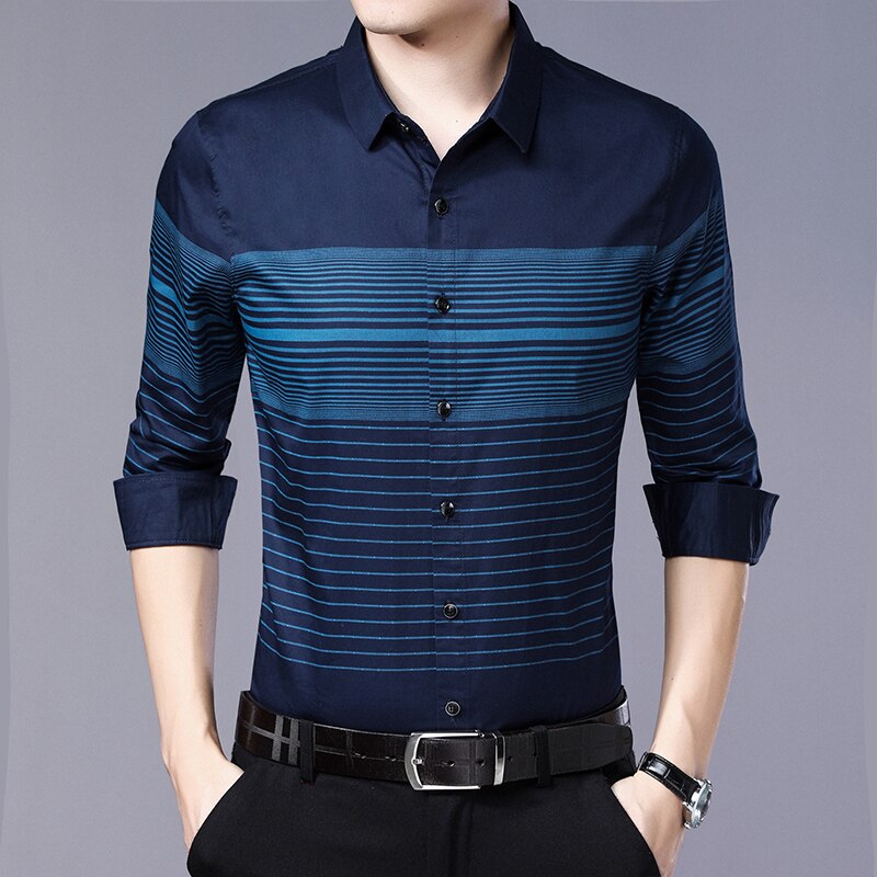 Miacawor originale fritidsskjorter herre stripet skjorte slank passe camisa hombre helermet camisa masculina herreklær  c497