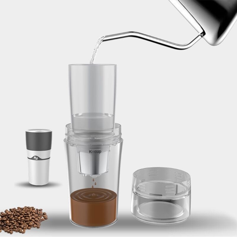 Manual Portable Drip Coffee Maker Travel Mug Compatible with Refillable K-Cup Travel Camping and Cold