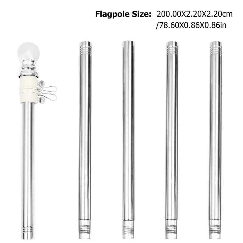 Flag Pole Kit Stainless Steel Wall Mount Flagpole With Rotating Flagpole Rings 5-Section Flagpole Assembly Wall Metal Flagpole