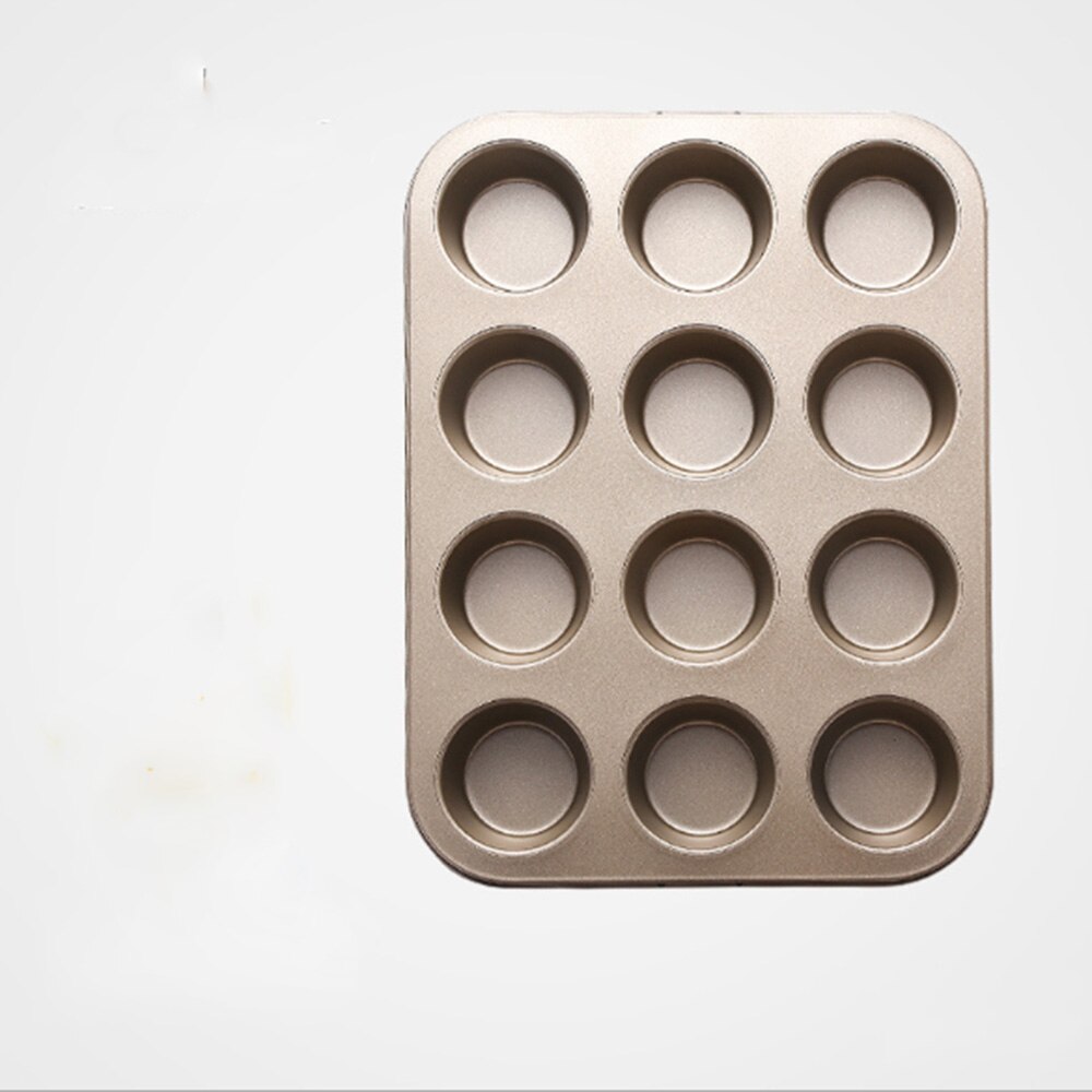 Cupcake Baking Tray 6.6cm 12 Cavity DIY Cup Cake Mold Stainless Steel Dish Muffin Mould Round Biscuit Pan Oven Bakeware Tools: golden
