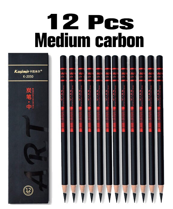 art supplies 12 Pcs Charcoal Sketch Pencils Set Soft Medium Hard for Sketching Drawing Painting Office School Stationery: Medium X12