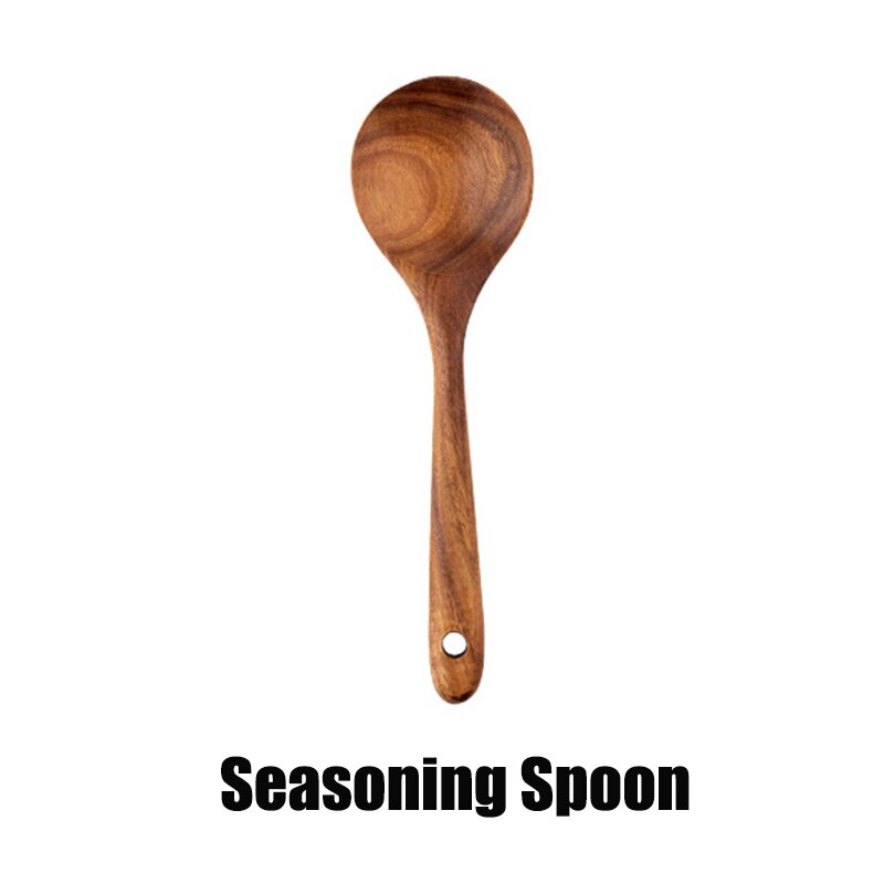 7 Uds. De cucharas de madera para cocinar juego de utensilios de cocina Cocina de madera conjunto de accesorios para cocina espátula de madera herramientas de cocina vajilla: Seasoning Spoon
