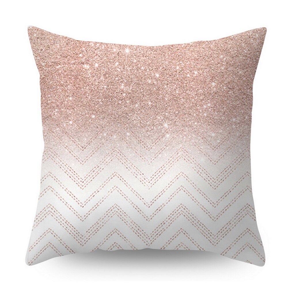 Rose Gold Polyester Geometric Pillowcase Square 45x45cm Cushion Cove Soft Bedroom Decorative Throw Pillow Cover