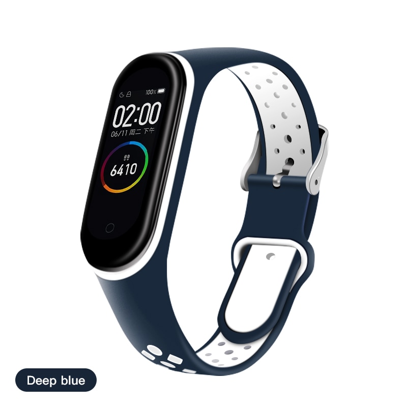 ESVNE Silicone Sport Bracelet Strap For Xiaomi Mi Band 4 Strap Bracelet Miband 3 4 Mi Band 3 Strap Bracelet Miband4 Accessories: Deep blue / For Mi band 4