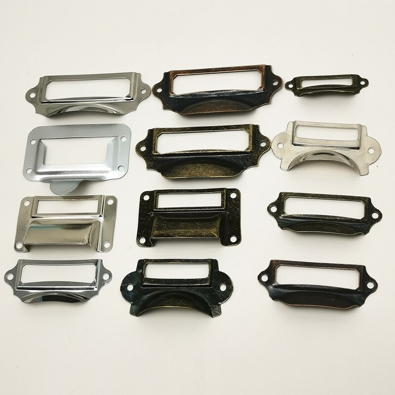 5 Stks/partij Antiek Messing Brons Metalen Label Pull Frame Handvat Bestand Naam Kaarthouder Voor Meubels Kast Lade Doos case Bin