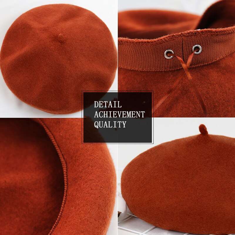 Béret de peintre en laine, chapeau tricoté, rétro, chapeau d'hiver pour femmes, chapeau Sherlock Holmes, décontracté
