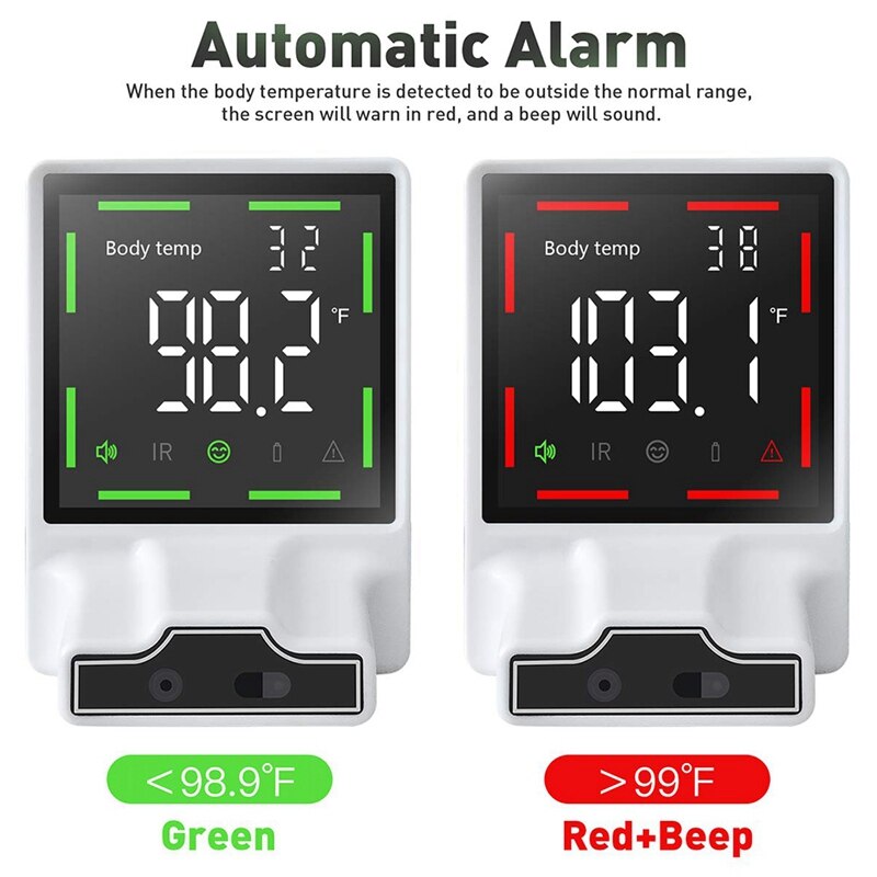 Infrared Body Temperature Thermometer Wall Mounted,Non-Contact Automatic Body Temperature Scanner Check with Fever Alarm