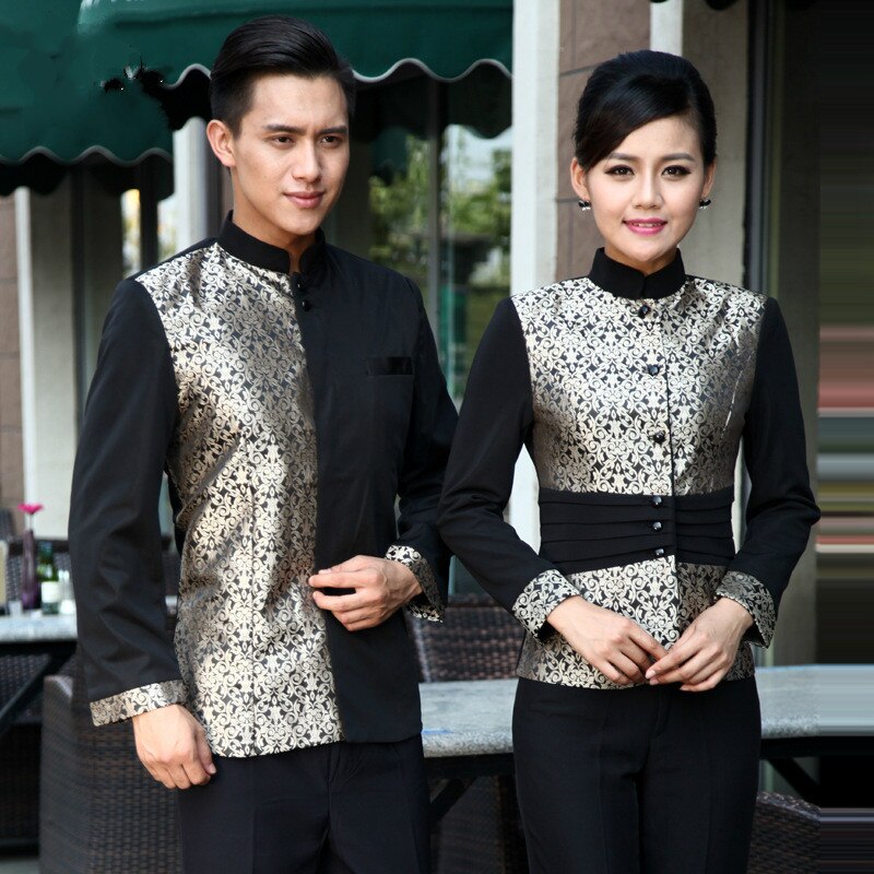 Restaurant Food Service Waiter Uniform Long Sleeve KTV Waitress Jacket Women Men Chef Jacket Hotel Uniforms Cafe Chef Jacket 9