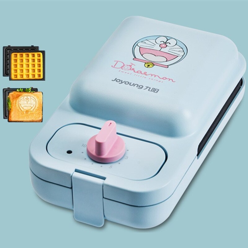 220V Portable Mini Electric Waffle Maker Non-stick Household Sandwich Bread Baker Machine With 2 Plates