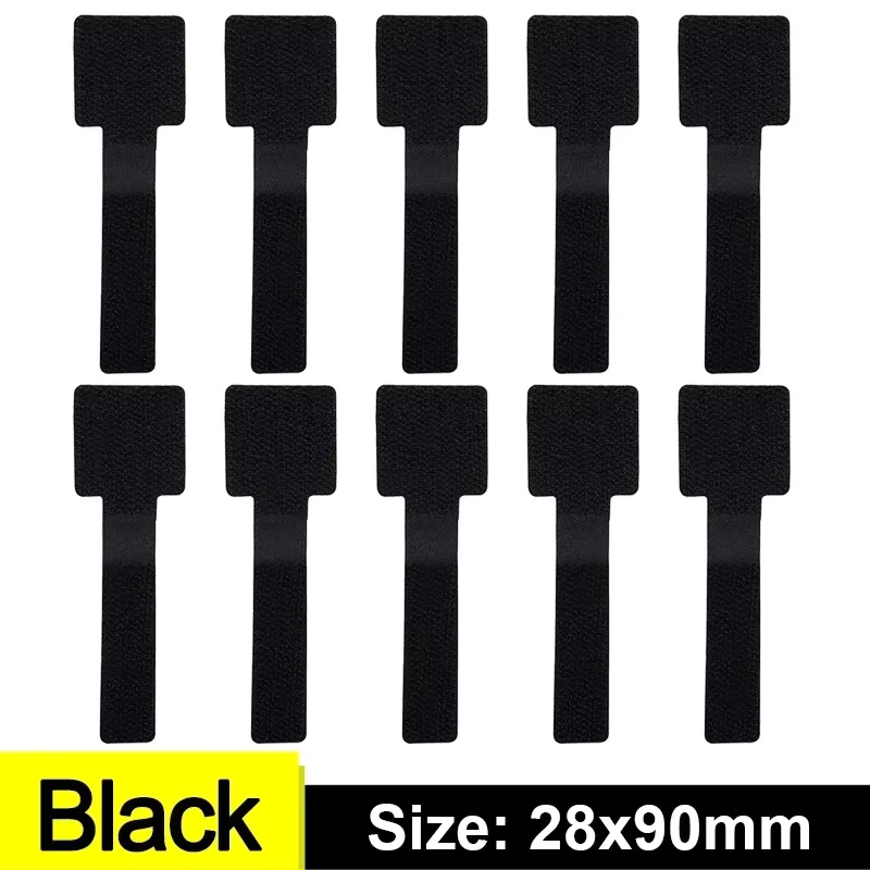 10/100pcs Cable Organizer Straps Self-Adhesive Hook & Loop Cord Management Reusable Cable Ties for Computer Desk Tidy Wire Strap: Yellow / 25cm