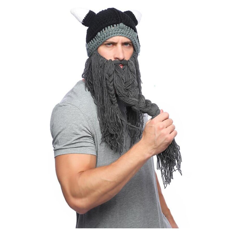 Vikings – chapeau en corne pour hommes et femmes, nouveauté, tricoté, drôle, fait à la main, pour fête d'halloween, hip hop, automne et hiver