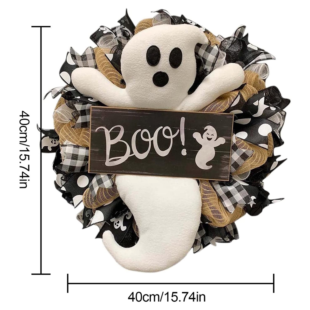 Halloween Wreath Cute Ghost Decorative Door Hangings Festival Garland Halloween Atmosphere Decorations Party Wreaths Decor: Default Title