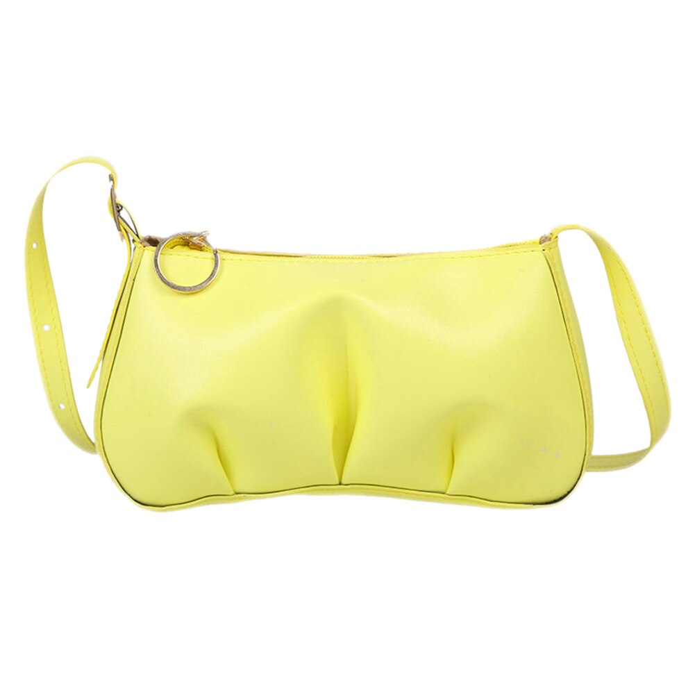 Bolsa de ombro feminina em couro pu, cor pastel, casual, bolsa quadrada elegante para mulheres: Amarelo